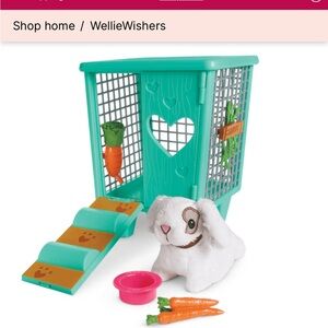 American Girl Teal Cage with White Bunny Playset